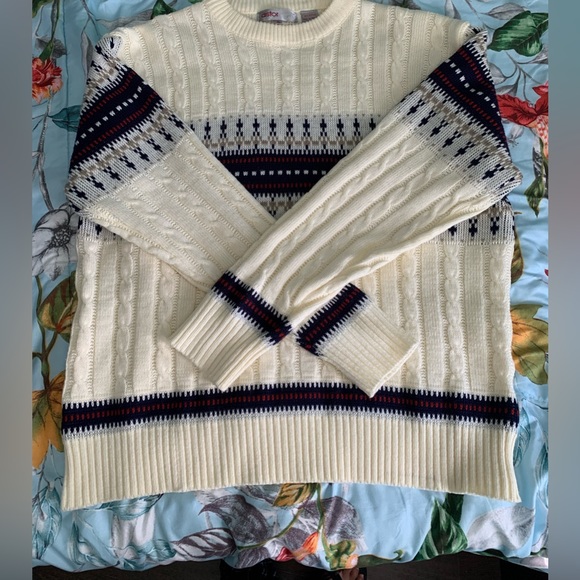 Vintage ASTOR ONE Sweater Mens Extra Large Fishermen Knit 80s - Picture 2 of 9